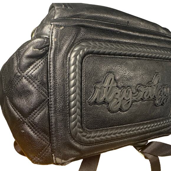 Itzy Ritzy Boss Diaper Bag Backpack Black Quilted Vegan Leather - Picture 11 of 13